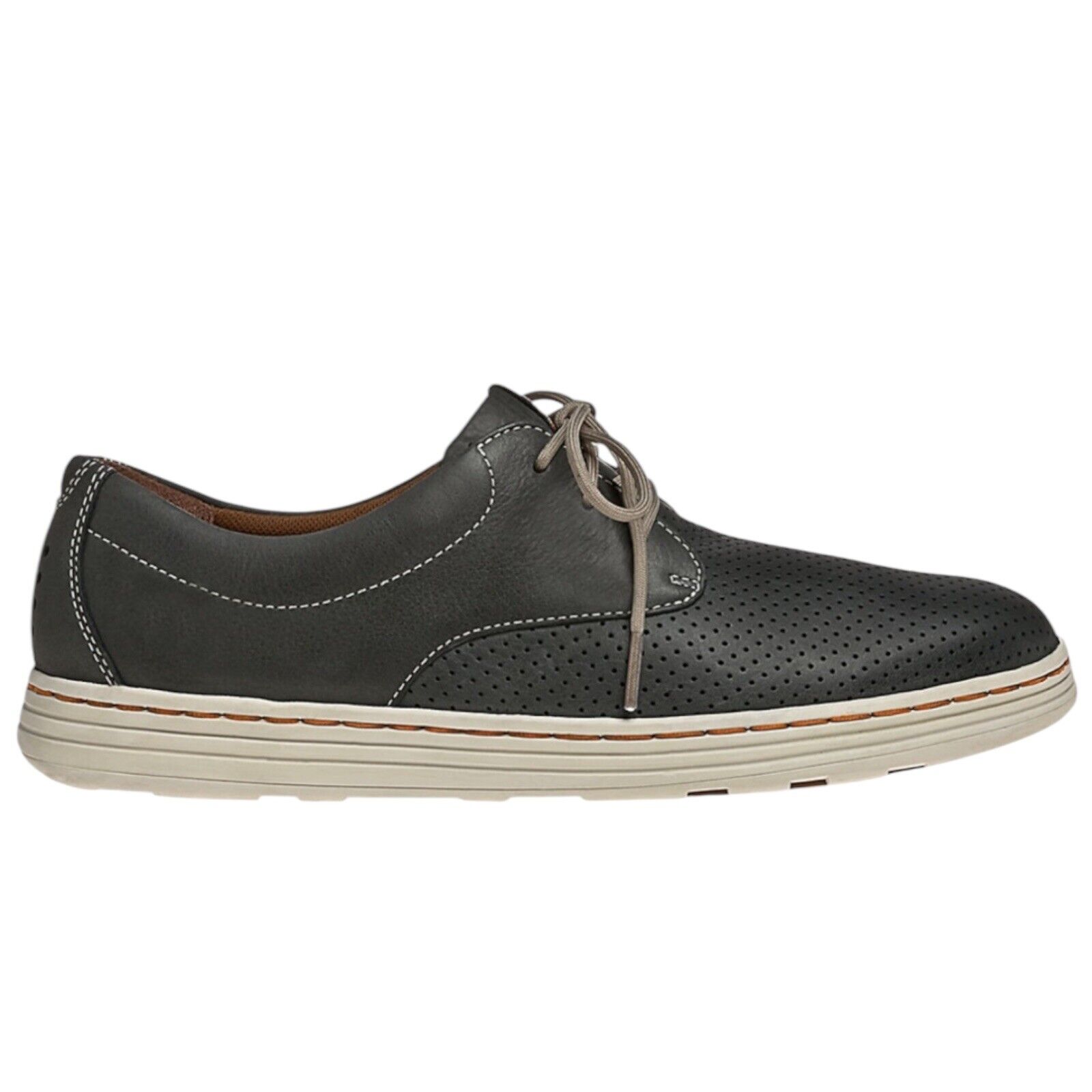 Dunham By New Balance Mens Leather Perforated Oxford Shoes Grey Contrast Stitch
